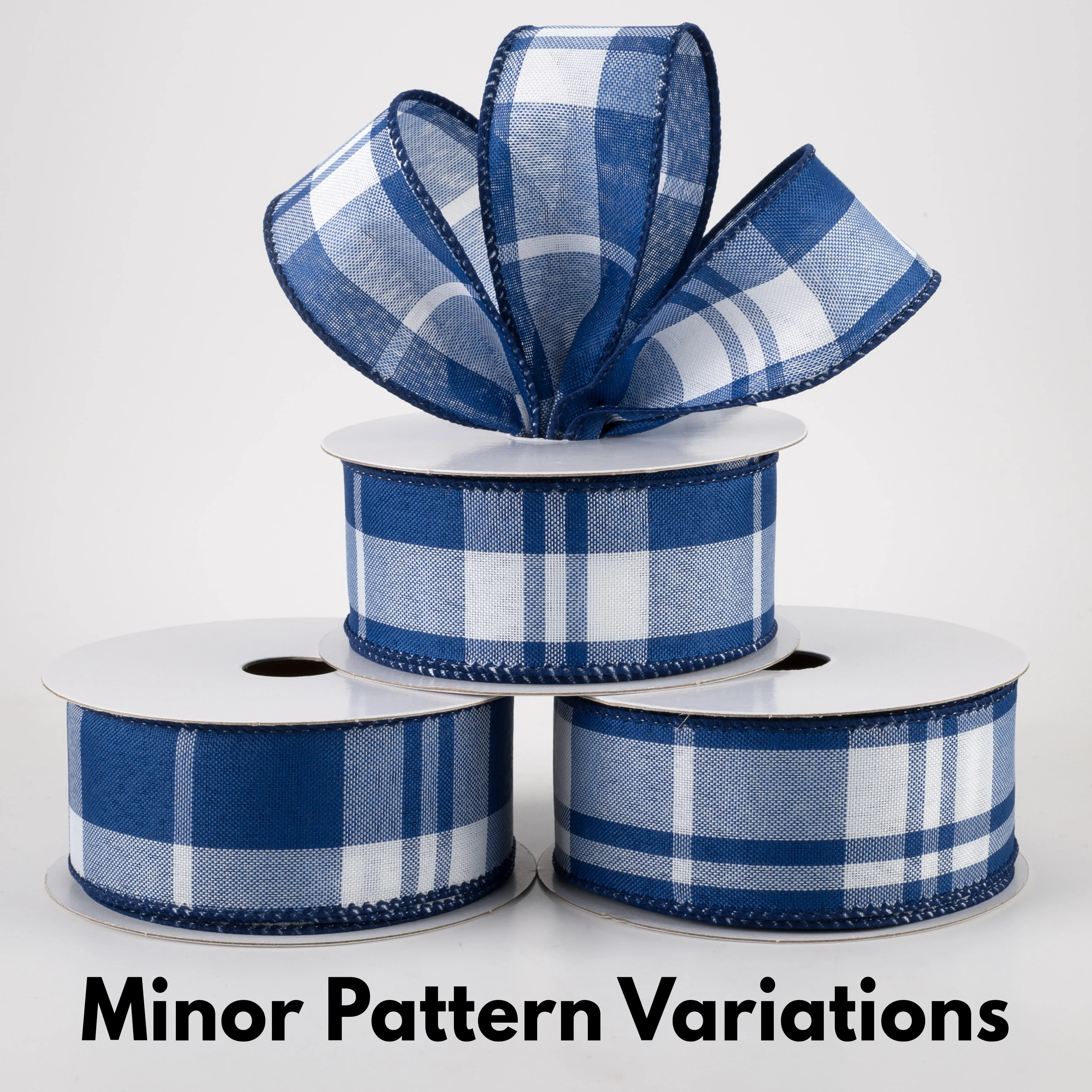 1.5" Eday Plaid Ribbon: Blue & White (10 Yards)