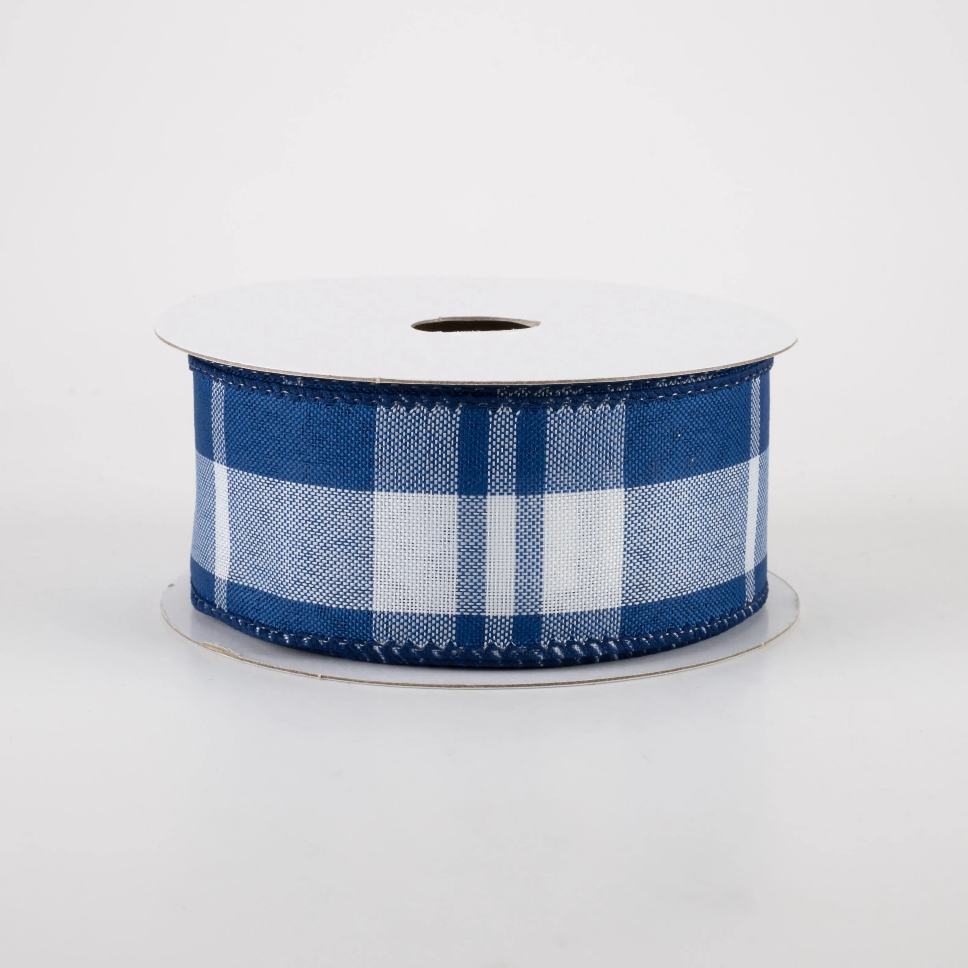 1.5" Eday Plaid Ribbon: Blue & White (10 Yards)