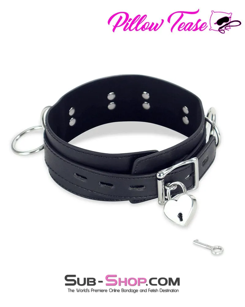 1760DL-SIS      Three Ring Locking Pretty Sissy Training Boi Bondage Collar