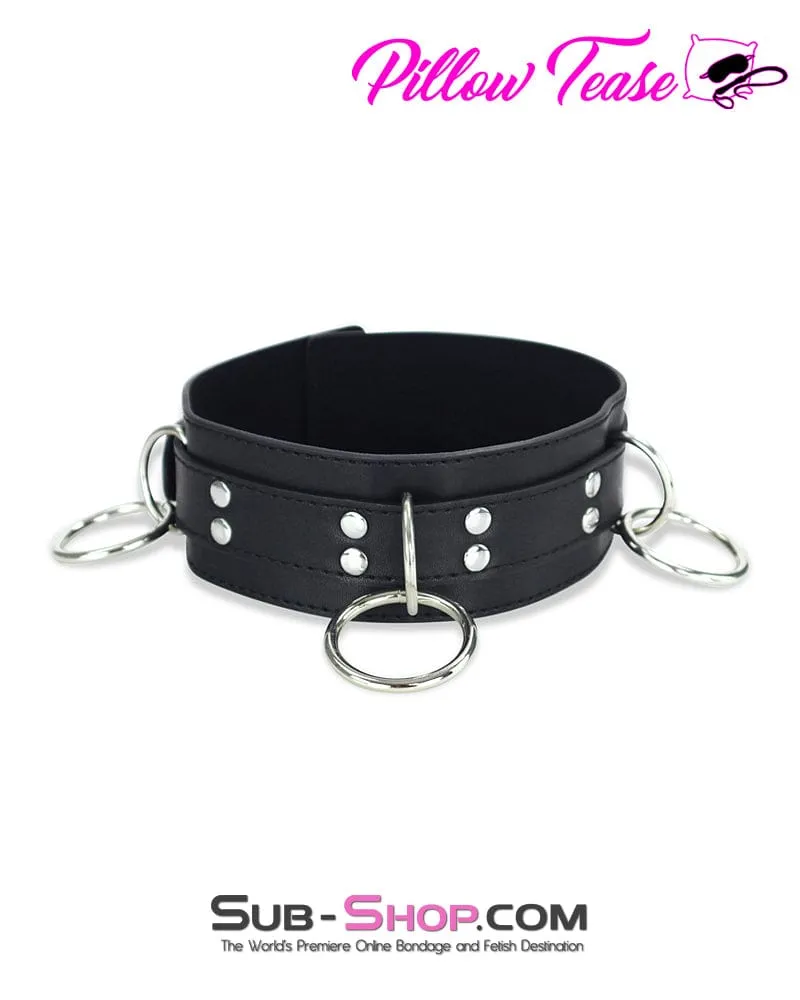 1760DL-SIS      Three Ring Locking Pretty Sissy Training Boi Bondage Collar