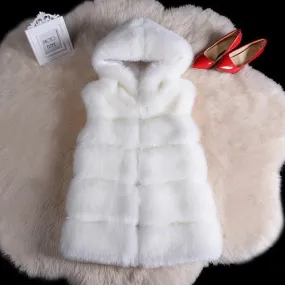 2022 Winter Sleeveless Artificial Fox Fur Coat Gilet Faux Fur Jacket