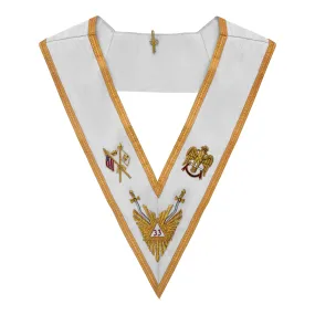 33rd Degree Scottish Rite Collar - White Ribbon with Gold Bullion Embroidery