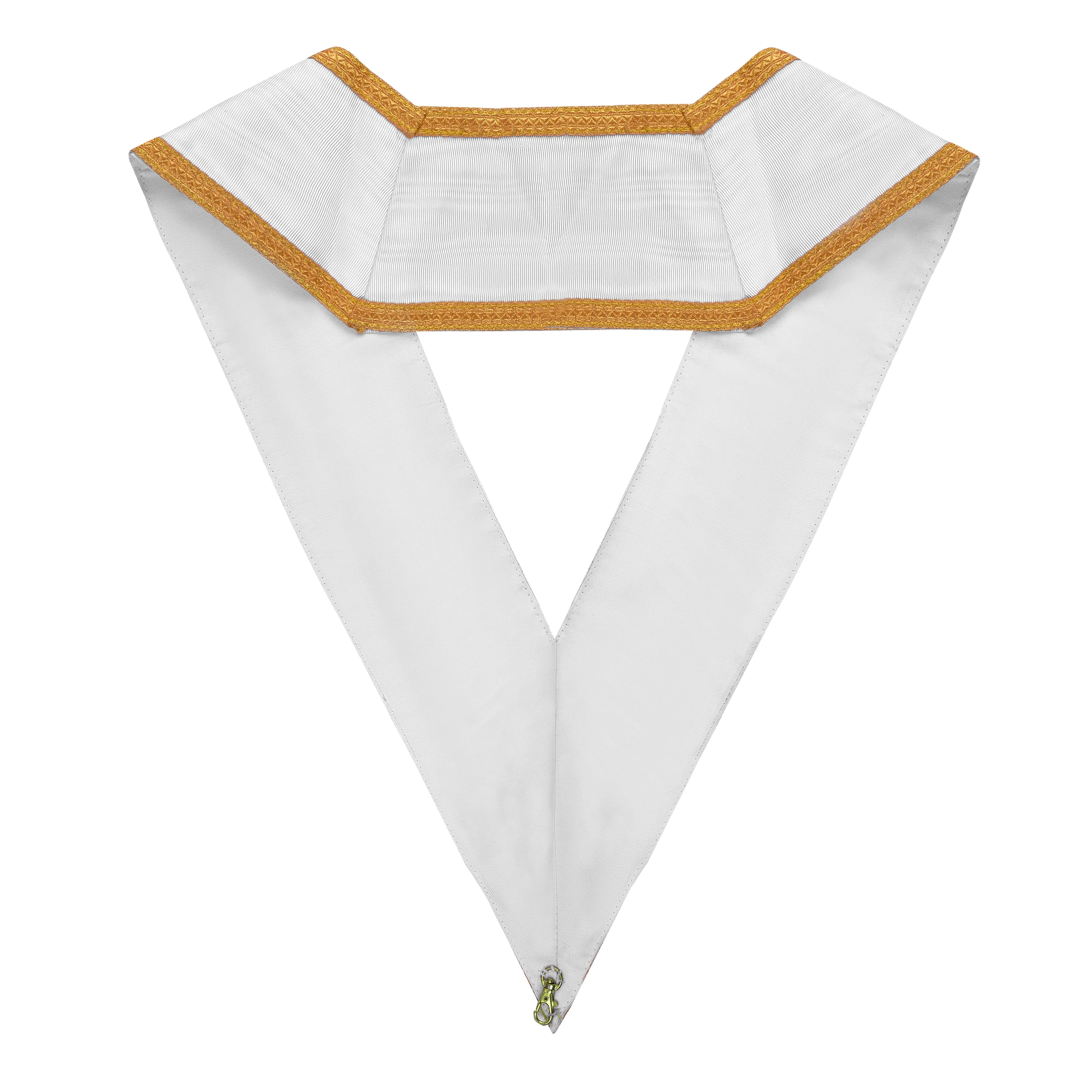 33rd Degree Scottish Rite Collar - White Ribbon with Gold Bullion Embroidery