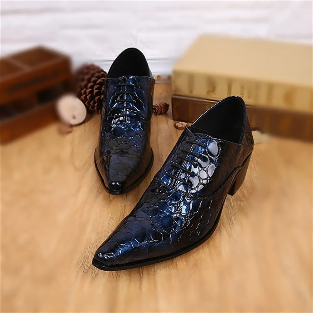 Animal Pattern Pointed 5cm Heel Men Oxfords