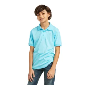 Ariat Boy's Tek Short Sleeve Turquoise Polo Shirt 10039392