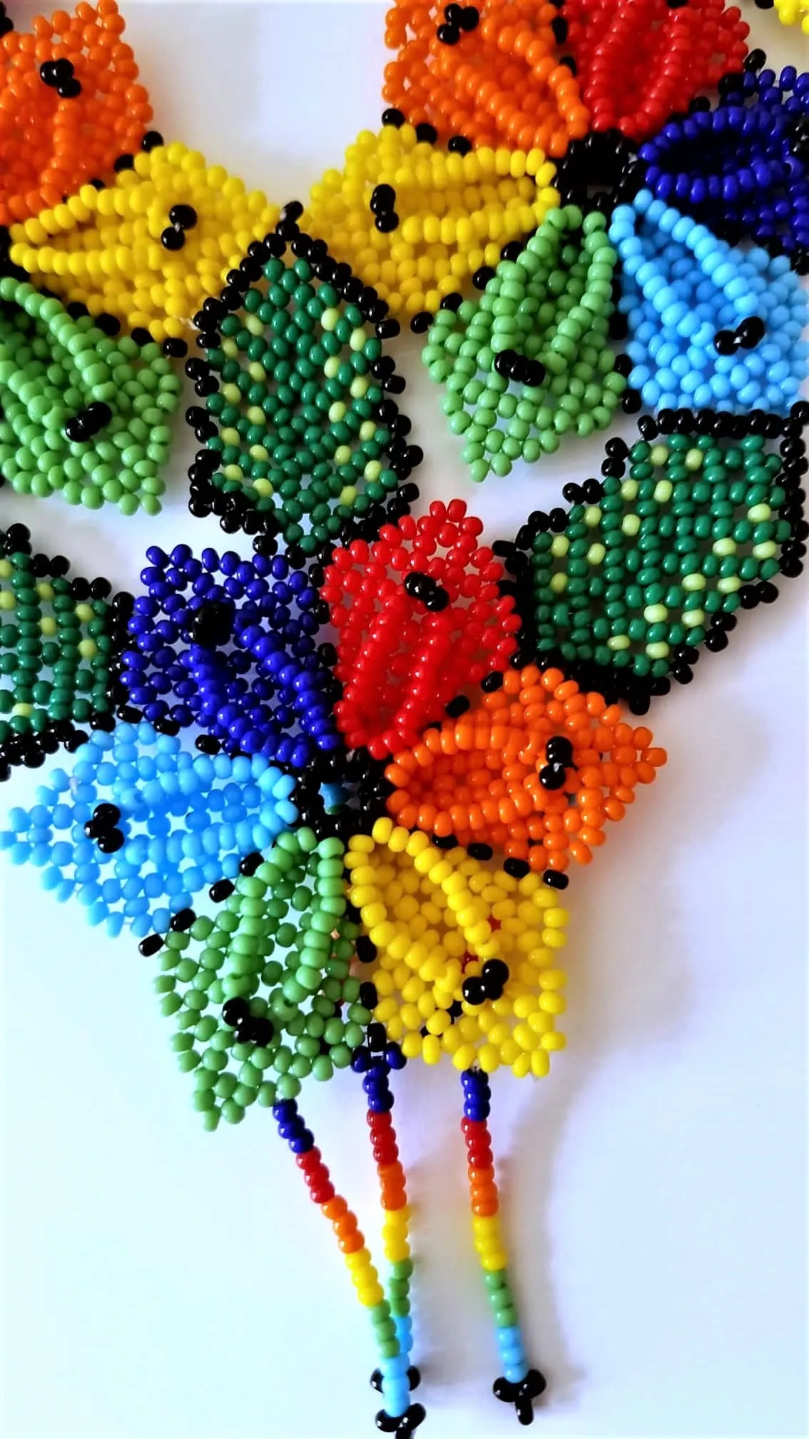 Beautiful Beaded Huichol Sunflower Necklace-Earring Set