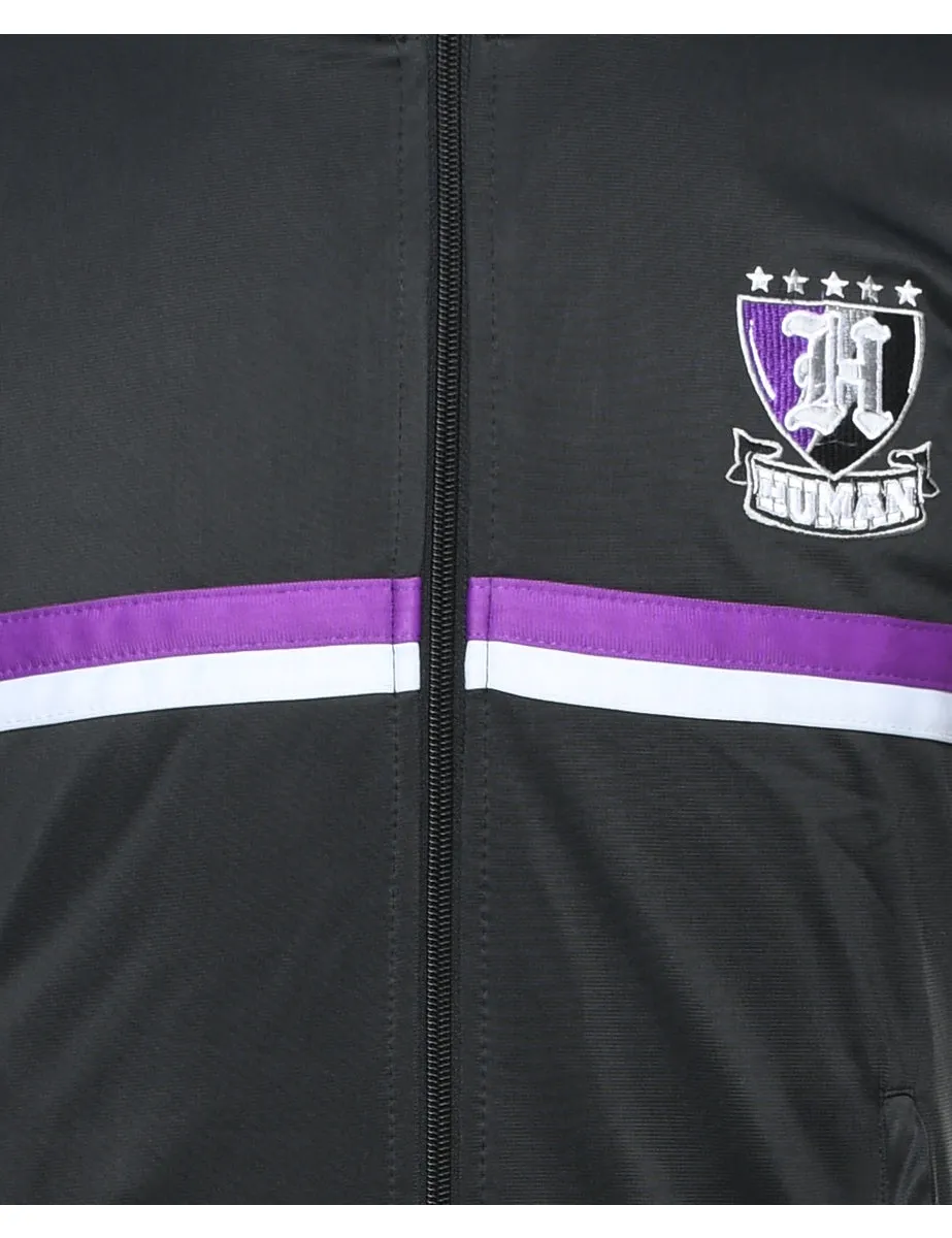 Black & Purple Contrast Two-Tone Track Top - XS