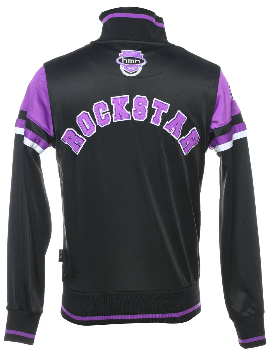 Black & Purple Contrast Two-Tone Track Top - XS