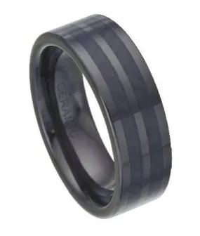 Black Ceramic Ring With Black Carbon Fiber Inlay-8mm