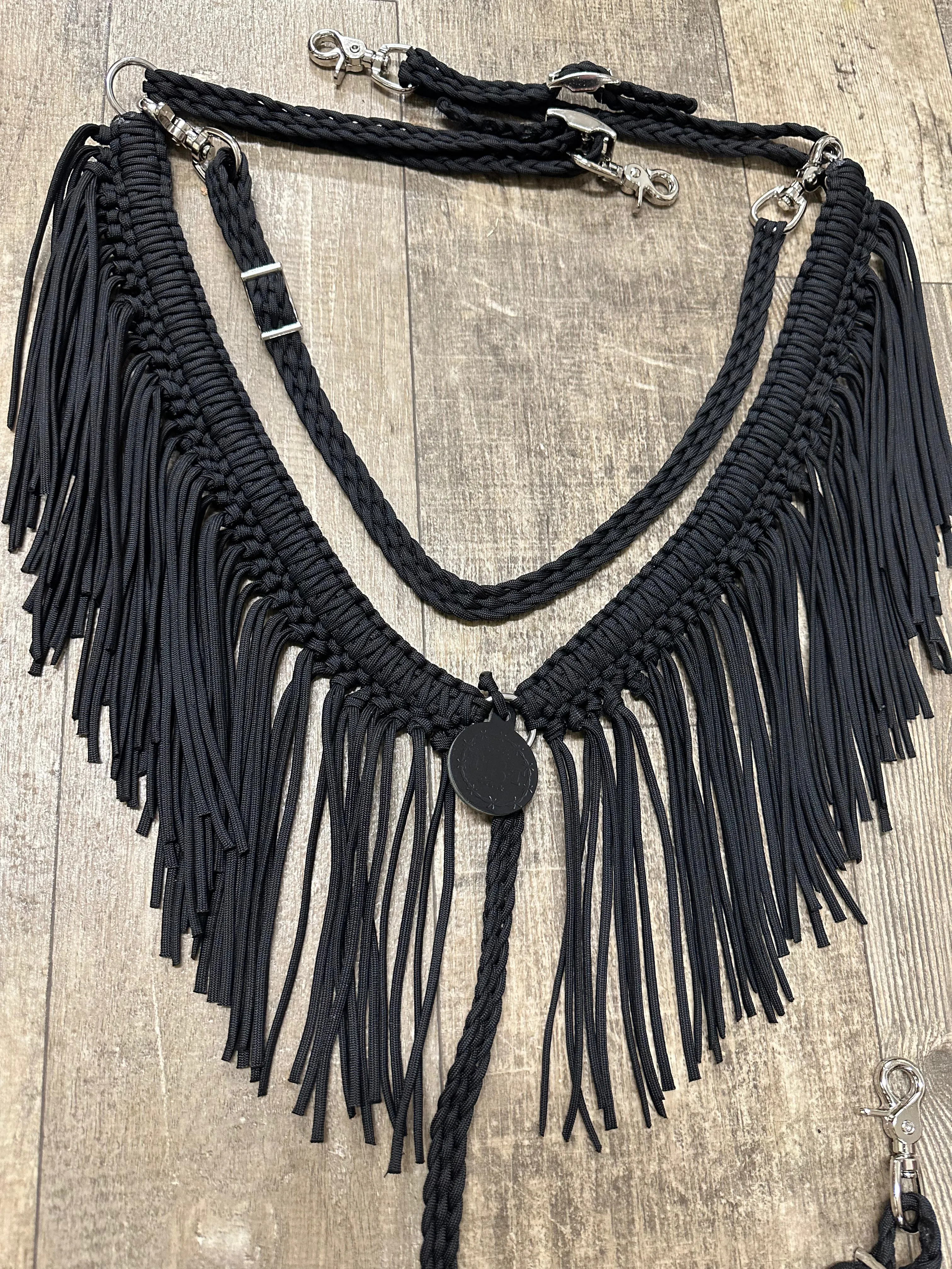 Black Fringe Breast Collar with wither strap