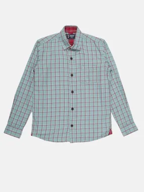 BOY'S GREY CHECK SLIM FIT SHIRT