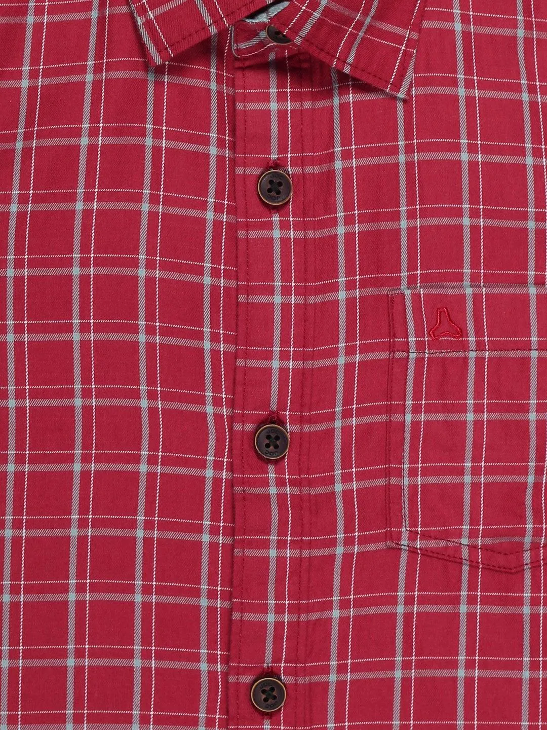 BOY'S PINK CHECK SLIM FIT SHIRT