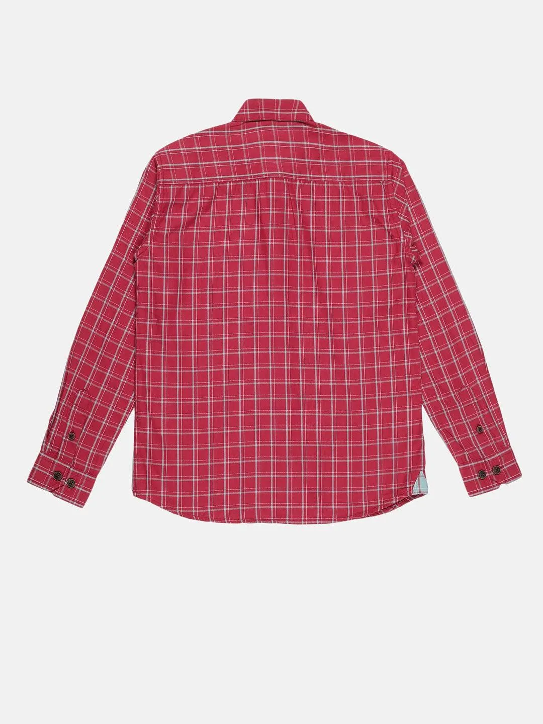 BOY'S PINK CHECK SLIM FIT SHIRT