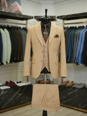 Camel Slim Fit Crosshatch Suit for Men by GentWith.com