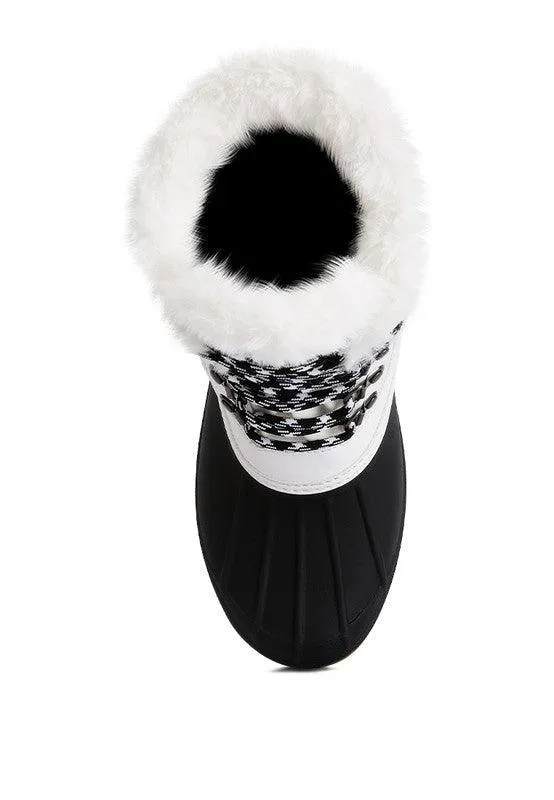 Capucine Fur Collar Contrasting Lug Sole Boots