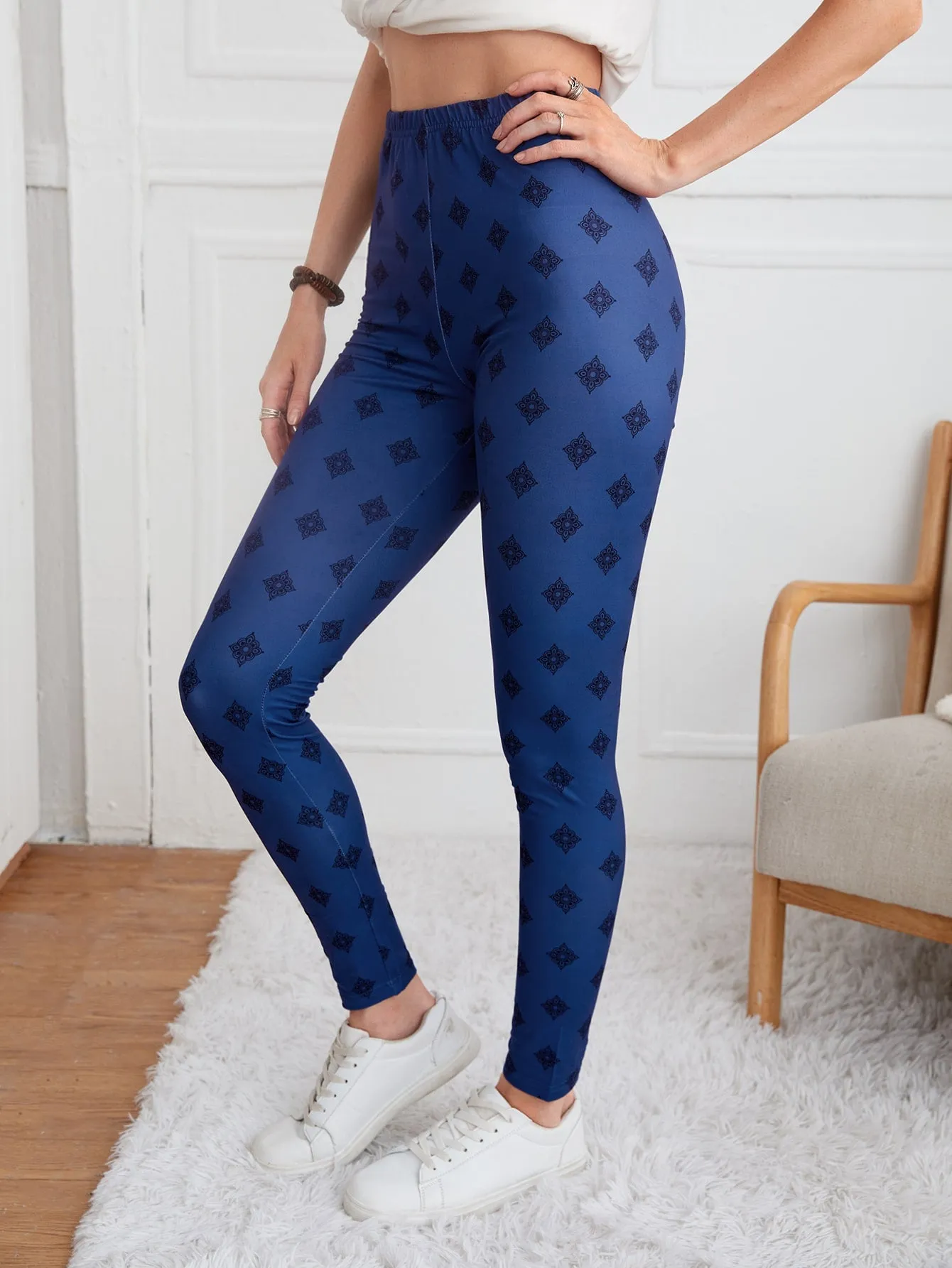 Casual All Over Print Long Women Leggings