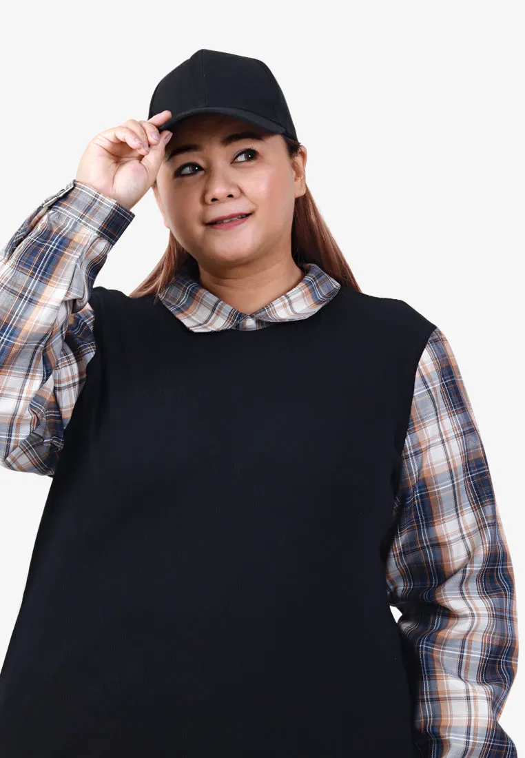 Checki Fake Two Layer Checkered Top - White