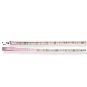 cheri tartan flat leash - pink