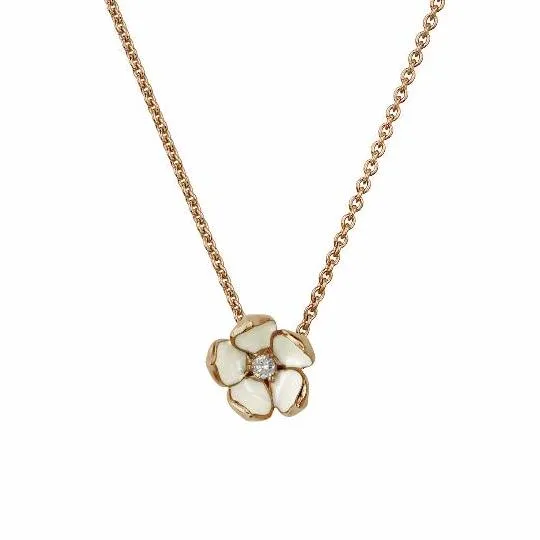 Cherry Blossom Large Flower Pendant - Rose Gold Vermeil & Diamond