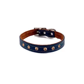 Colima Classic Combo Rhinestone Leather Dog Collar