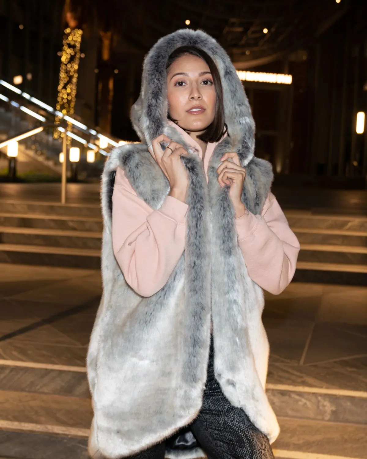 Corseni Fur Coat in Wolf Grey