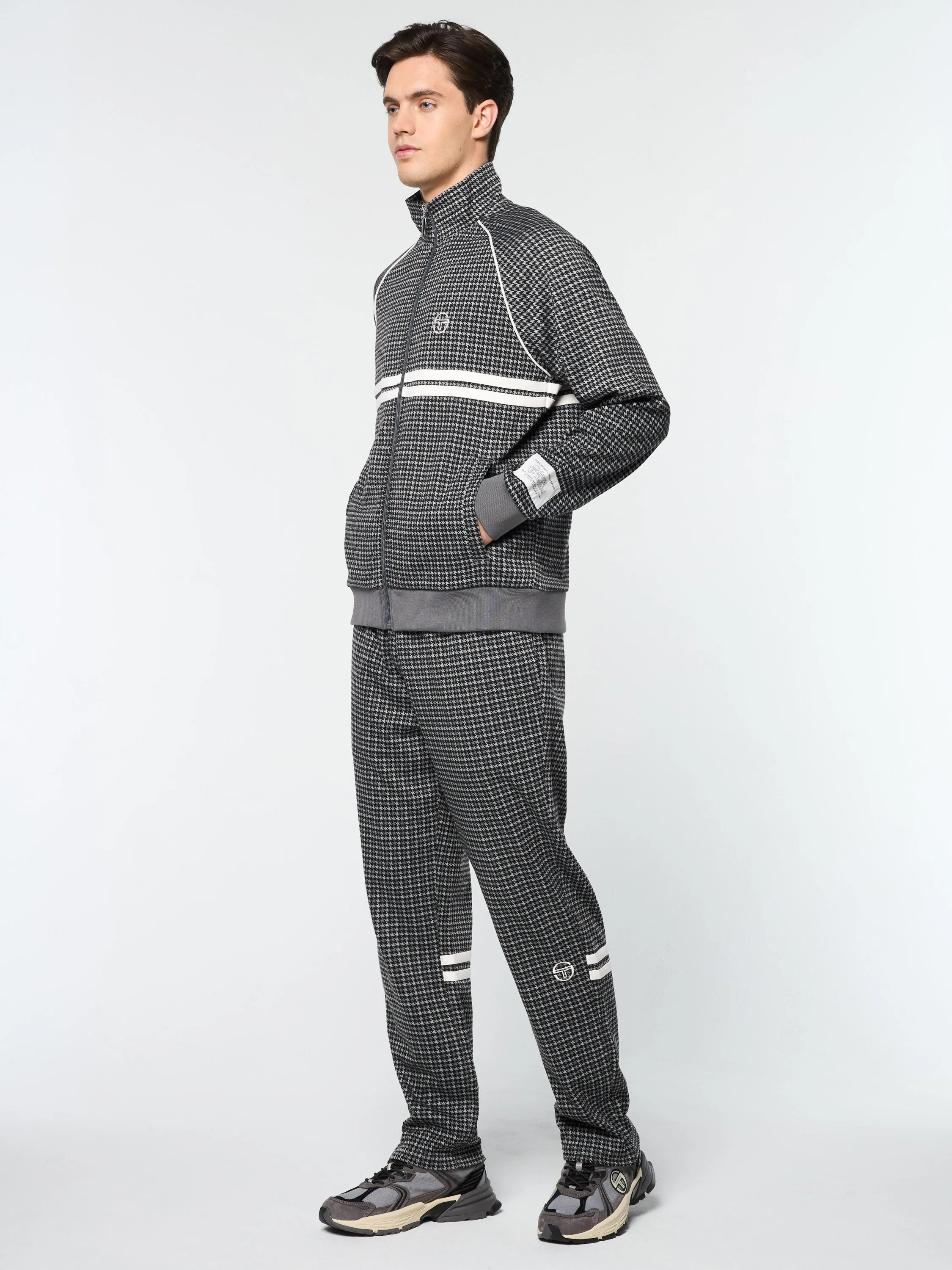 Dallas Houndstooth Track Jacket- Black Beauty