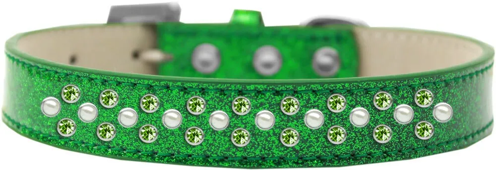 Dog, Puppy & Pet Ice Cream  Collar, "Pearl and Lime Green Crystal Rimsets Sprinkles"