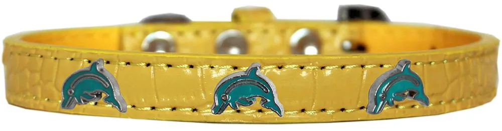 Dolphin Widget Croc Dog Collar Yellow Size 20