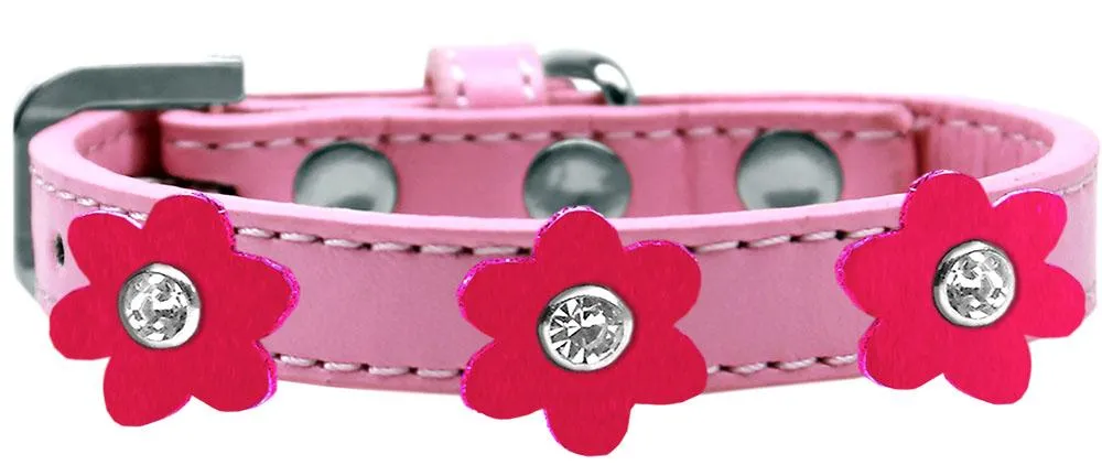 Flower Premium Collar Light Pink With Bright Pink Flowers Size 12