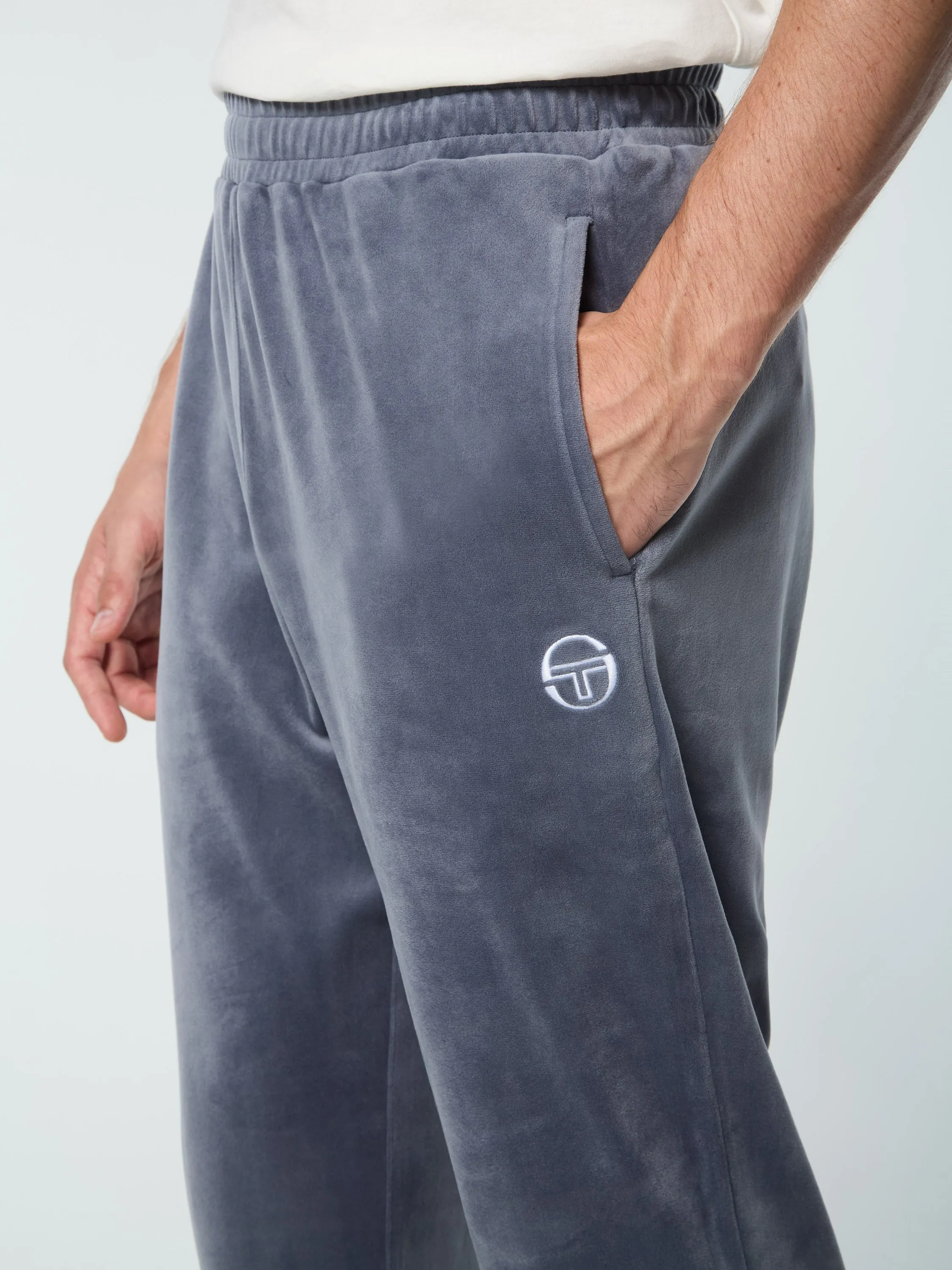 Foggia Velour Debossed Track Pant- Grisaille