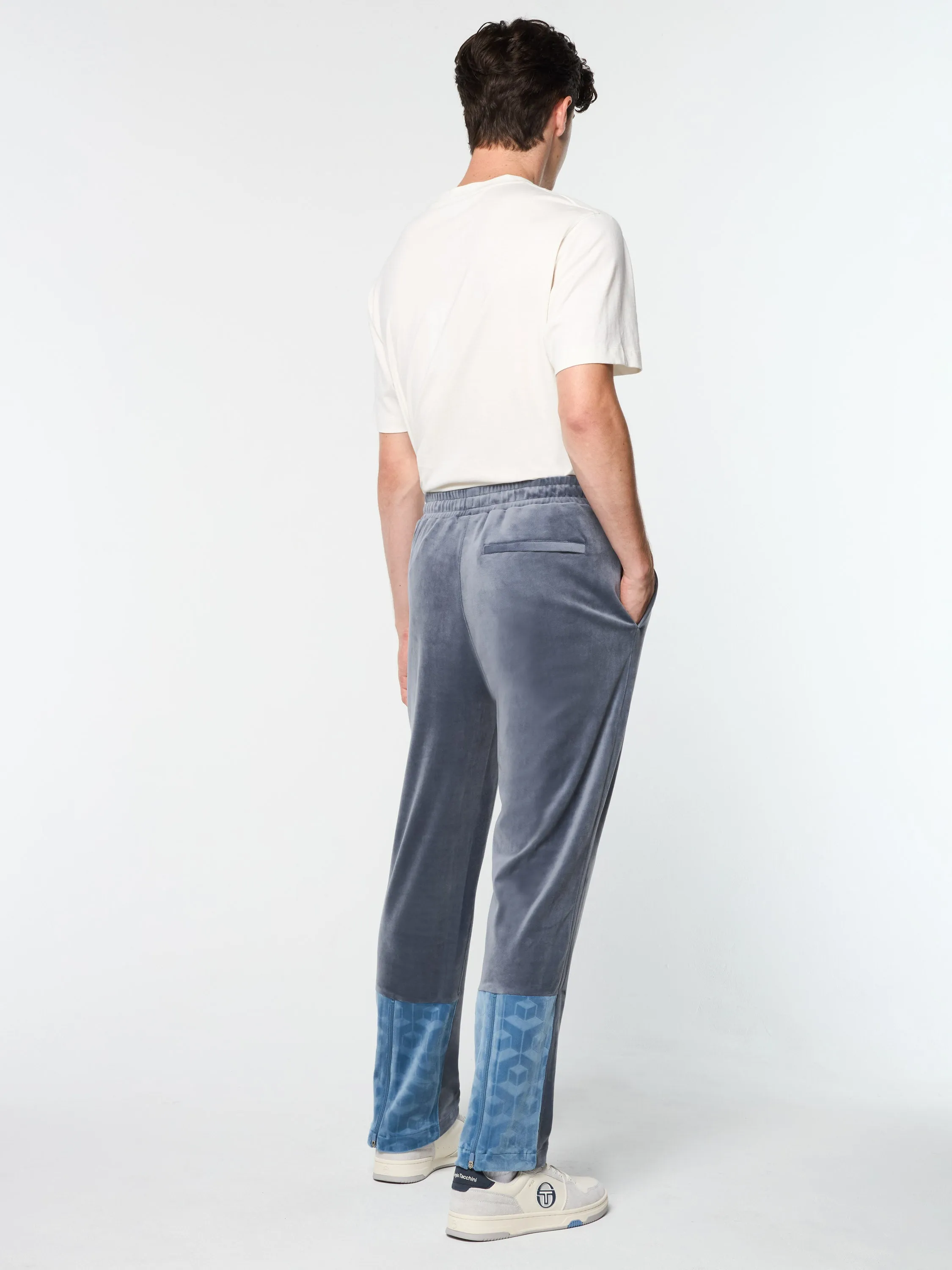 Foggia Velour Debossed Track Pant- Grisaille