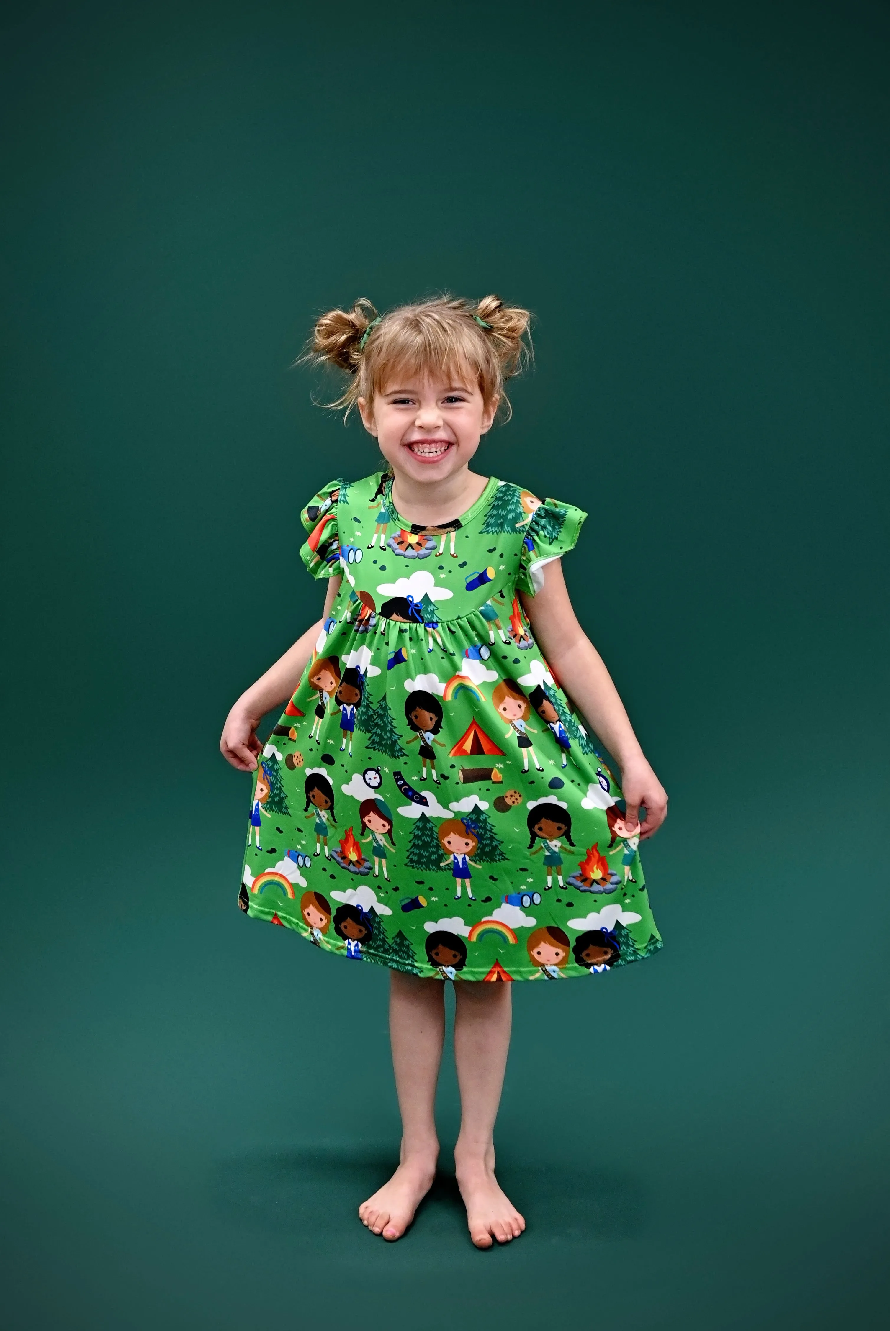 Girl Camping Milk Silk Flutter Dress