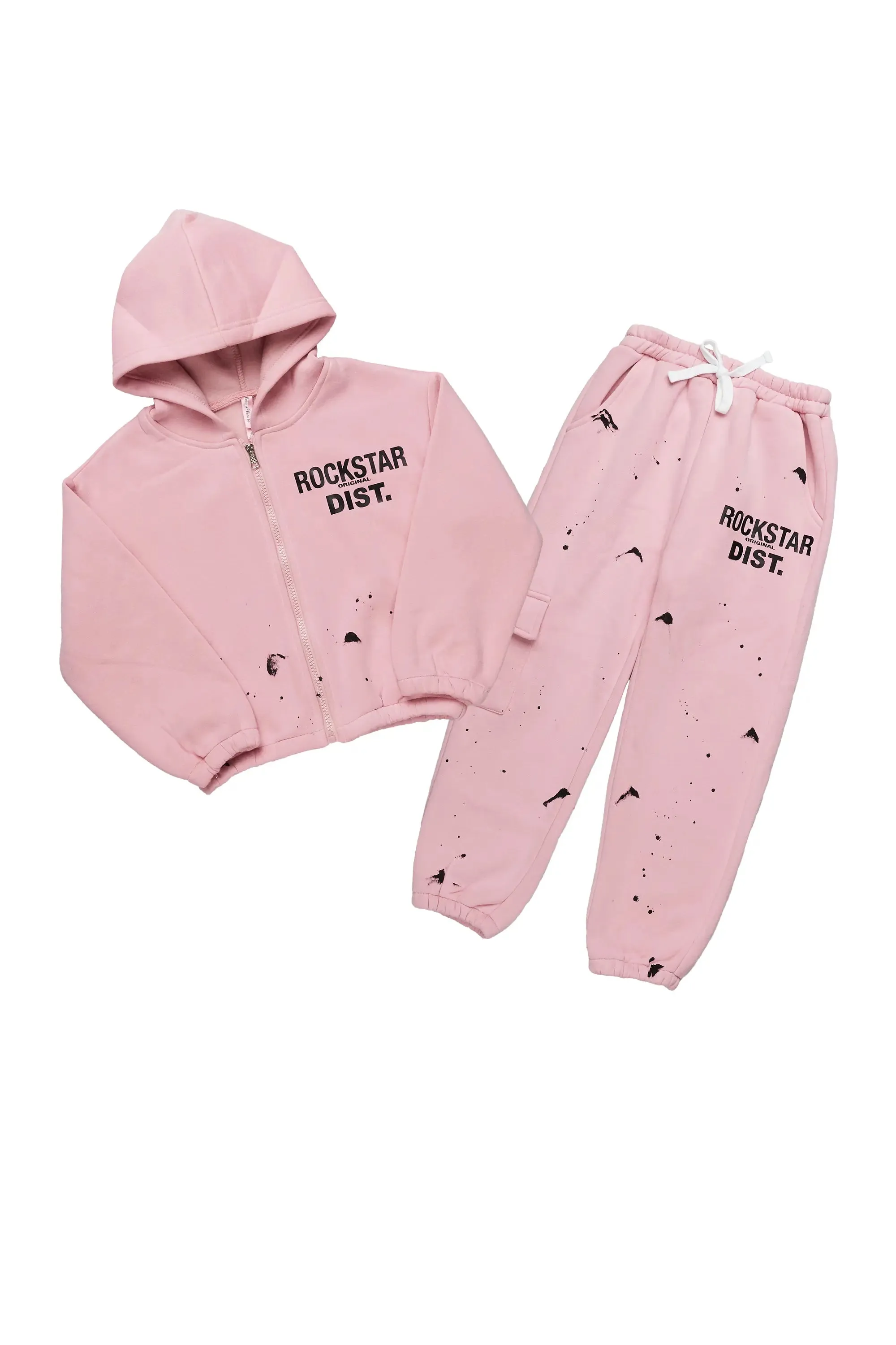 Girls Hadley Blush Zip Up Hoodie Pant Set