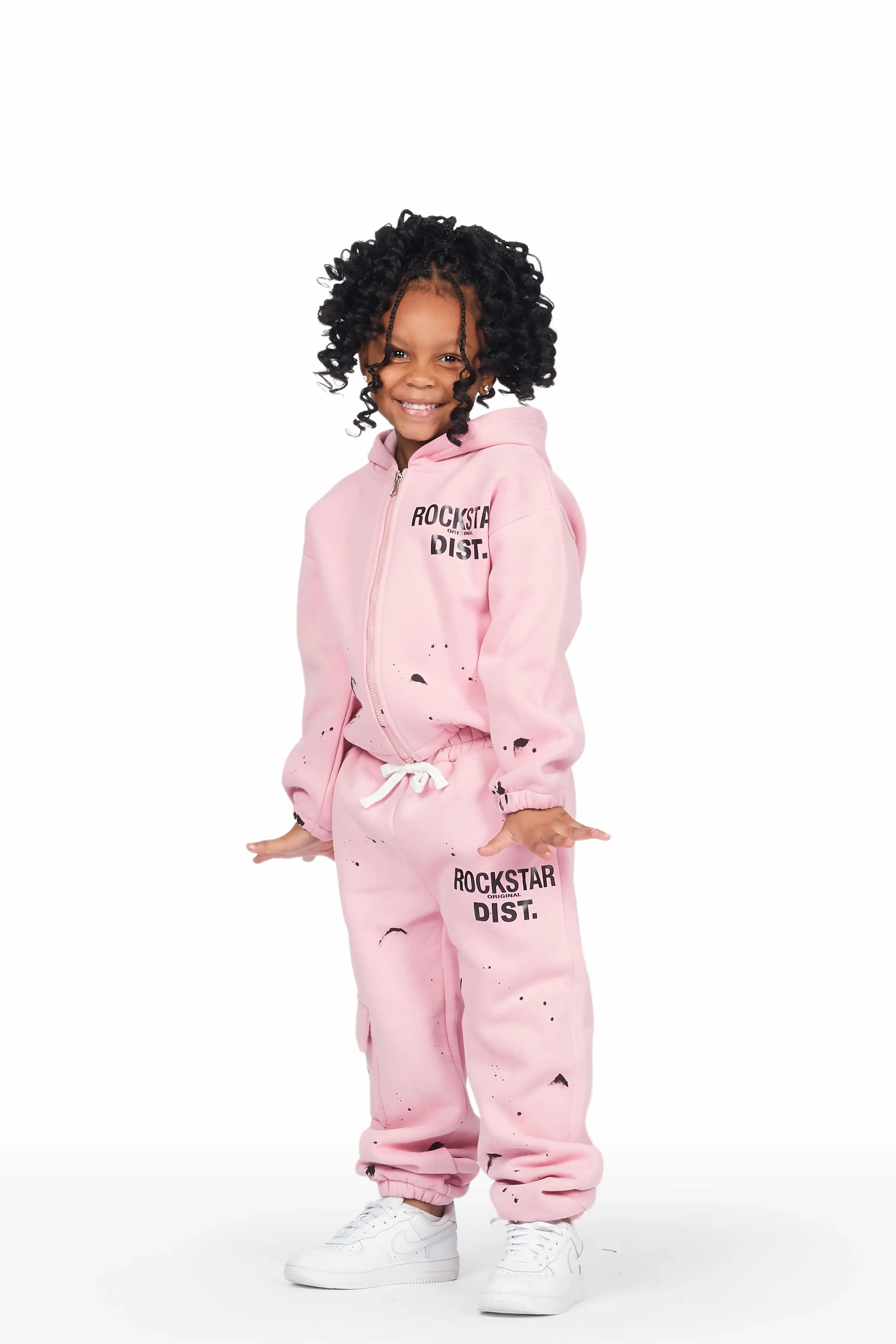 Girls Hadley Blush Zip Up Hoodie Pant Set