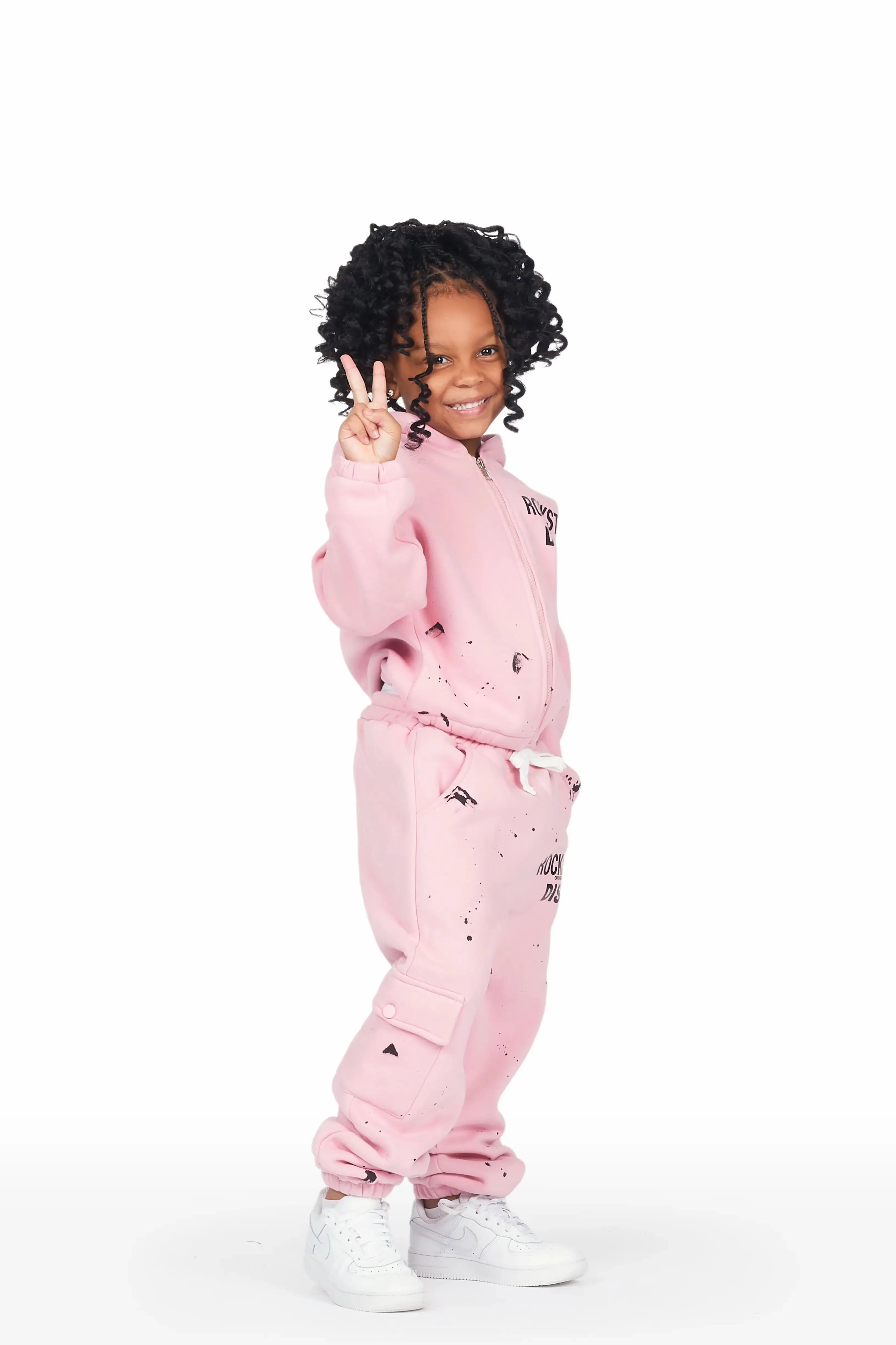 Girls Hadley Blush Zip Up Hoodie Pant Set