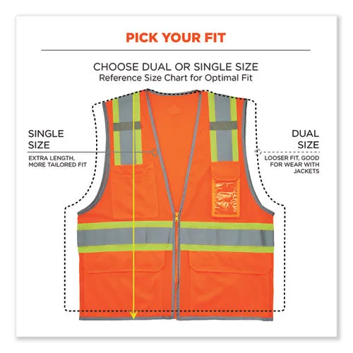 Glowear 8246z-s Single Size Class 2 Two-tone Mesh Vest, Polyester, 3x-large, Orange, Ships In 1-3 Business Days