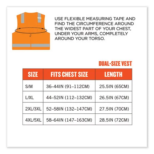 Glowear 8249z Class 2 Economy Surveyors Zipper Vest, Polyester, Large/x-large, Orange