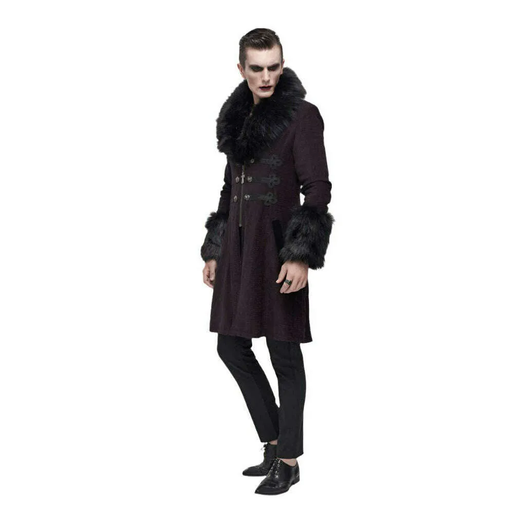 Gothic Faux Fur Convertible Military Coat