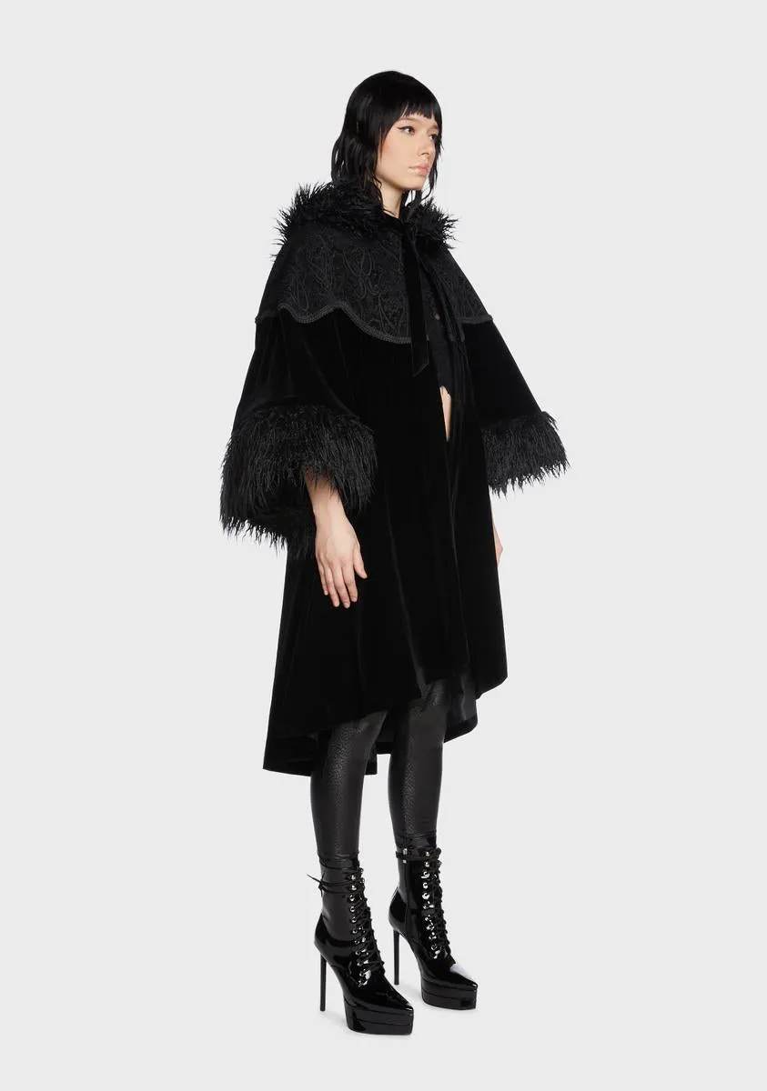 Gothic Oversized Faux Fur Shawl Collar Coat