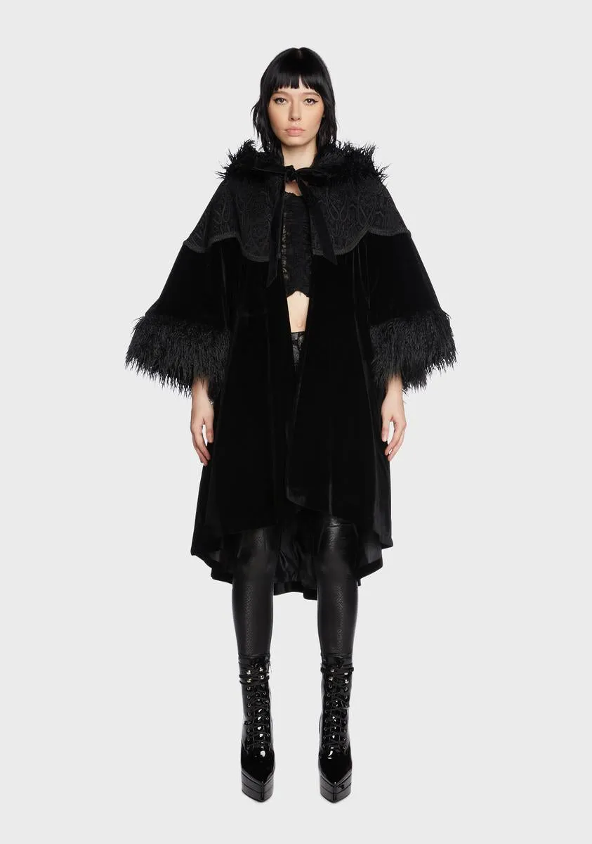 Gothic Oversized Faux Fur Shawl Collar Coat