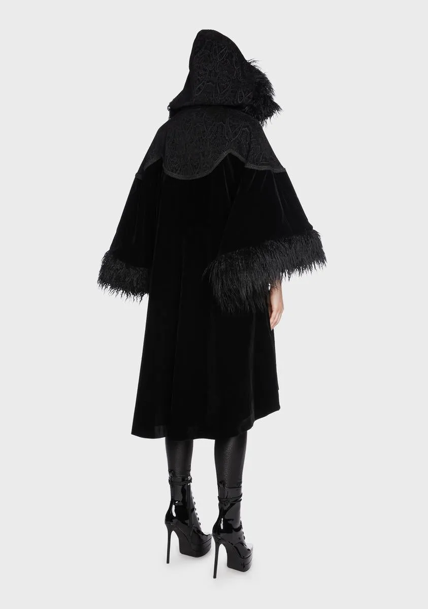 Gothic Oversized Faux Fur Shawl Collar Coat