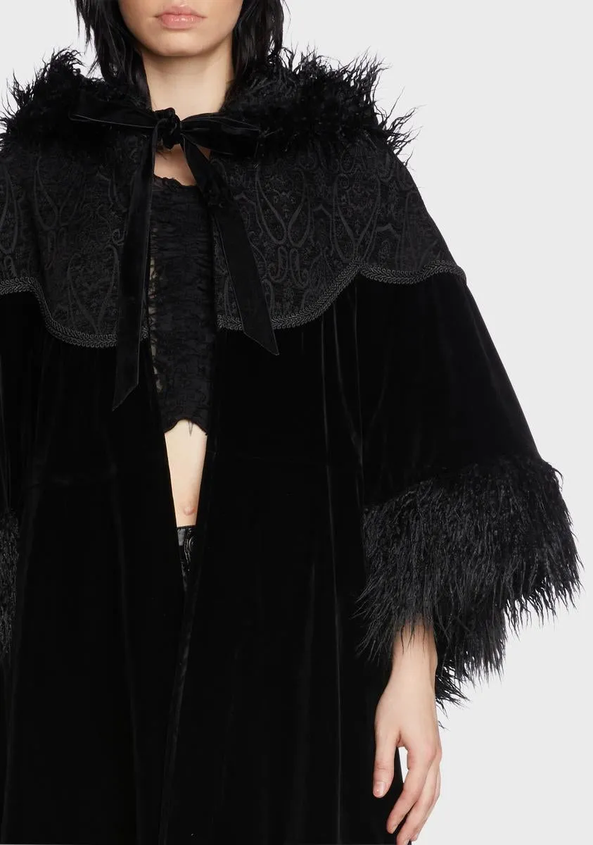 Gothic Oversized Faux Fur Shawl Collar Coat