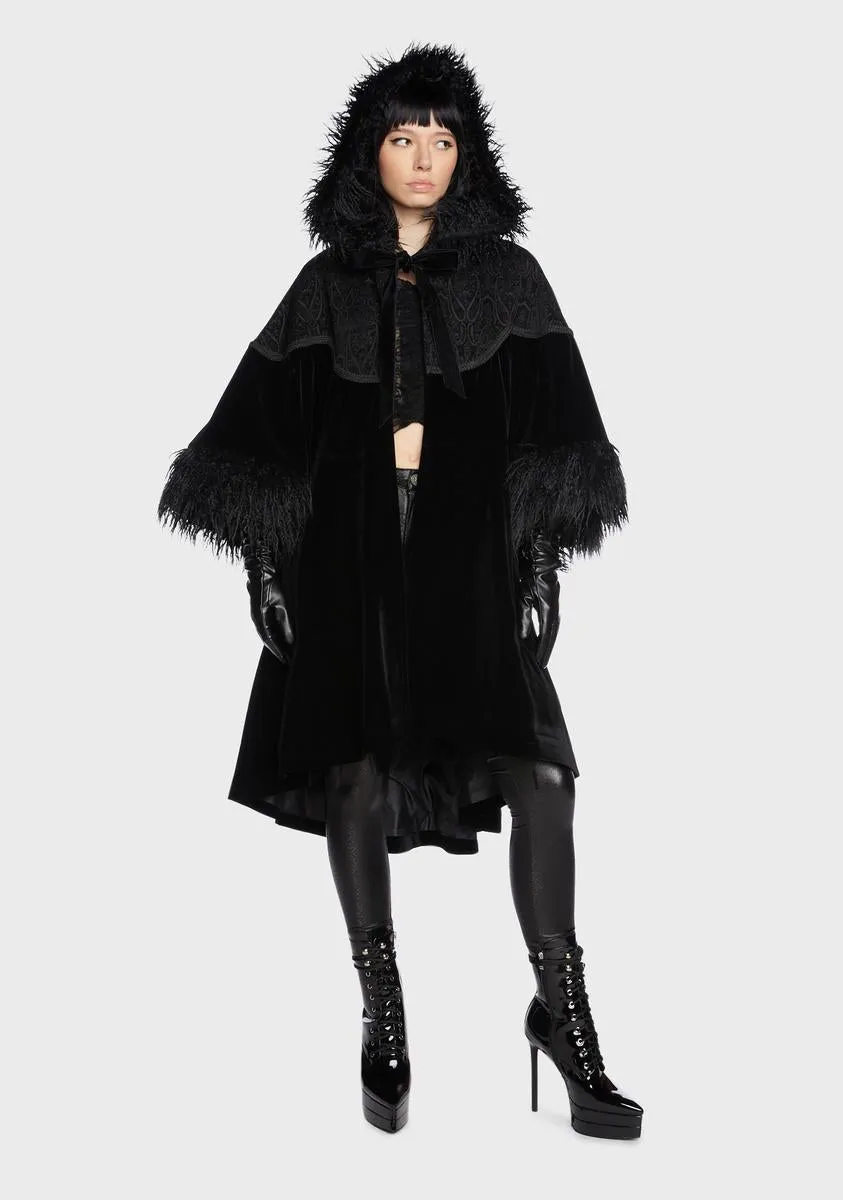 Gothic Oversized Faux Fur Shawl Collar Coat