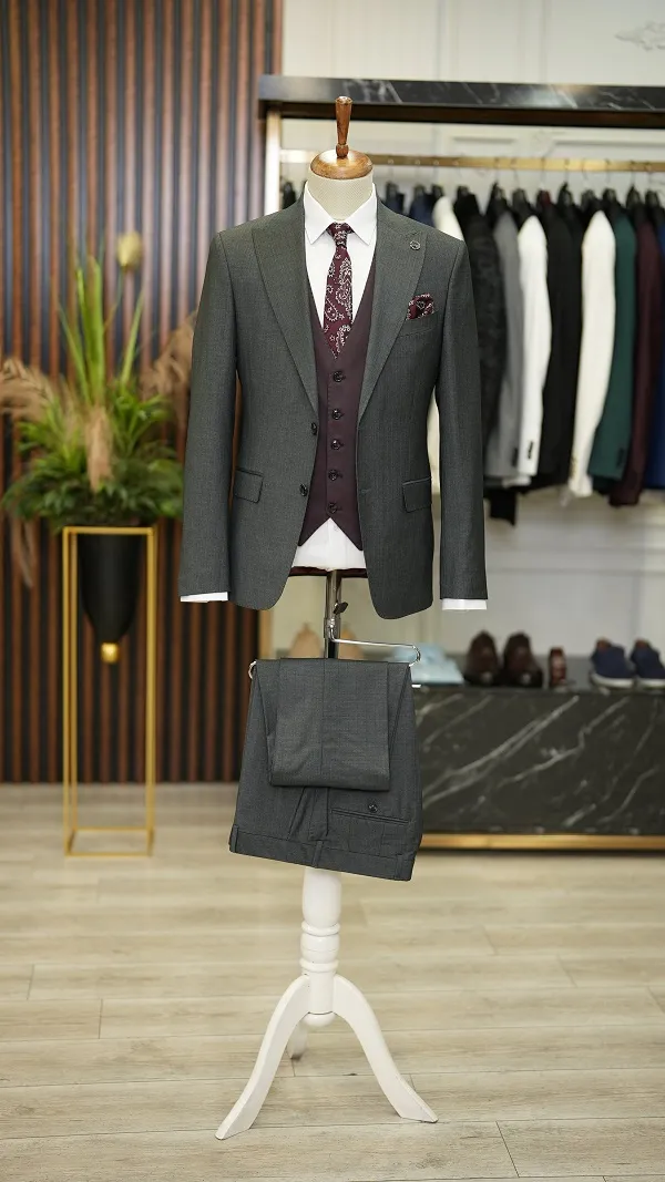 Gray Slim Fit Groom Wedding Suit for Men by GentWith.com