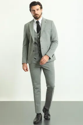 Gray Slim Fit Notch Lapel 3 Piece Suit | GentWith