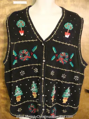 Greenery Themed Horrible Ugly Christmas Sweater Vest