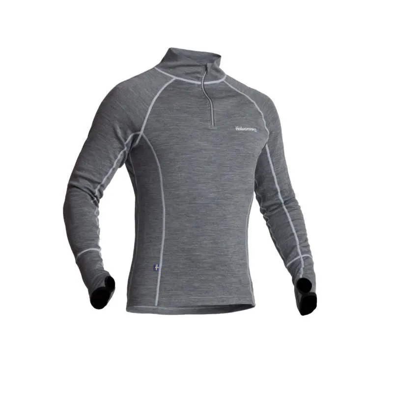 Halvarssons Warm Wool Polo Long Sleeves Base Layer Top Grey