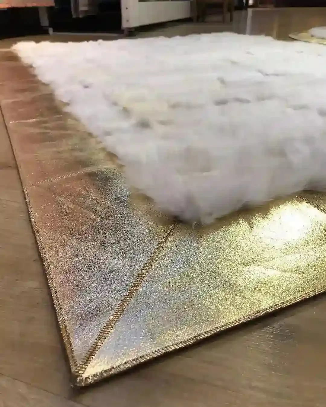 Handmade Sheepskin White Gold Area Rug, Interior Decor