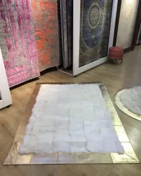 Handmade Sheepskin White Gold Area Rug, Interior Decor