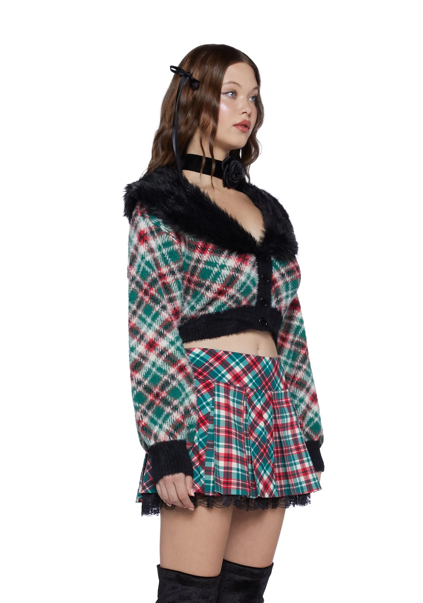 Holiday Party Plaid Cardigan